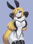  2022 3:4 anna_(sailoranna) anthro big_breasts black_clothing black_gloves black_handwear blonde_hair blue_eyes bow_tie breasts clothing digital_media_(artwork) equid female general-irrelevant gloves gris_swimsuit hair hand_behind_head handwear hi_res huge_breasts looking_at_viewer mammal meme meme_clothing navel one-piece_swimsuit simple_background smile solo swimwear translucent translucent_clothing translucent_swimwear white_background white_body 