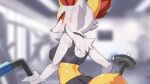  16:9 2022 4k absurd_res anthro black_bottomwear black_clothing black_topwear blurred_background bodily_fluids bottomwear braixen breasts clothed clothing drunk_oak dumbbell elbow_tuft female fur fur_tuft generation_6_pokemon hi_res looking_at_viewer midriff nintendo pokemon pokemon_(species) red_body red_fur solo sweat teeth topwear tuft video_games weights wet wet_body wet_fur white_body white_fur widescreen yellow_body yellow_ears yellow_fur yellow_tail 