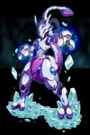  artist_name aura black_background blue_eyes full_body highres ice looking_at_viewer mecha mewtwo pokemon robot standing tomycase 