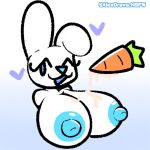  &lt;3 1:1 alexdraws anthro areola big_breasts blue_eyes blue_nipples breasts carrot erect_nipples female food hi_res huge_breasts lagomorph legomorph leporid looking_at_viewer mammal nipples nude one_eye_closed plant rabbit simple_background smile solo vegetable 