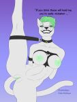  absurd_res anthro bdsm big_breasts bondage bondage_gear bound breast_squish breasts clenched_teeth dialogue felid feline_ears female front_view genitals hi_res mammal pussy raised_leg rope solo squish straps teeth teeth_showing thefloofdragon thick_thighs threatening_aura wide_hips 