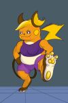  2:3 ambiguous_gender bra choshigaiden clothing feet foot_focus generation_1_pokemon hi_res nintendo overweight paw_beans pawbeans paws pokemon pokemon_(species) presenting_pawpads raichu sports_bra trans_(lore) trans_woman_(lore) underwear video_games 