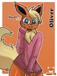  &lt;3 &lt;3_eyes 2022 2d_(artwork) 3:4 :3 anthro arched_back bedroom_eyes big_tail biped border canid canine clothing countershading cute_fangs digital_media_(artwork) digitigrade dipstick_ears dipstick_tail ears_up eeveelution english_text eyelashes eyeliner eyewear fangs fingers flareon fluffy fluffy_tail footwear fur generation_1_pokemon girly glasses grin hi_res makeup male mammal markings multicolored_ears narrowed_eyes nintendo oliver_(zerlix_fox) open_mouth open_smile orange_body orange_border pokemon pokemon_(species) red_eyes seductive signature simple_background small_waist smile solo standing tail_markings text thin_eyebrows tuft video_games zerlix_fox 