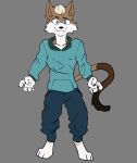  absurd_res andrew_wilde andrew_wilde_(the_movie) anthro blue_eyes canid canine canis clothing domestic_cat felid feline felis hair hi_res male mammal relejo13 smile solo wolf 