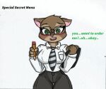  anthro big_breasts big_butt blush breasts butt disney english_text eyewear female glasses lutrine mammal mustelid necktie pace-maker sam_(zootopia+) small_waist solo text thick_thighs waiter young zootopia zootopia+ 