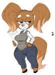  :3 aggressive_retsuko anthro big_butt butt canid canine canis clipboard clothed clothing domestic_dog driving_school_receptionist female fluffy fluffy_tail hi_res huge_butt humanoid mammal papillon receptionist sanrio short_stack sixsidesofmyhead smile solo thick_thighs toy_dog wide_hips 