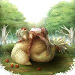  apple bad_id bad_pixiv_id blanche_neige boots bow cape chocobo closed_eyes elbow_gloves final_fantasy final_fantasy_vi fingerless_gloves food fruit gloves green_hair moogle pantyhose ponytail sleeping tina_branford 