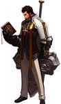  beard bible brown_hair cross dfo dungeon_and_fighter dungeon_fighter_online facial_hair gauntlet gauntlets gloves highres priest priest_(dungeon_and_fighter) short_hair weapon 