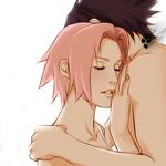  aikaxx couple haruno_sakura hug naruto pink_hair tears uchiha_sasuke 
