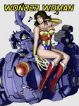  adjusting_hair amazon big_breasts black_hair blue_eyes boots breasts dc_comics female full_body large_breasts lasso leotard long_hair mecha open_mouth rope singing sitting solo star star_print tiara wakino_keibun wakino_yoshifumi wonder_woman wonder_woman_(series) wristband 