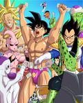  6+boys blood blush broly cell_(dragon_ball) chi-chi_(dragon_ball) dragon_ball dragon_ball_(classic) dragon_ball_(object) dragon_ball_z frieza majin_buu money money_hold multiple_boys nosebleed piccolo son_gokuu stripper super_saiyan tao_pai_pai toriyama_akira_(character) vegeta wallet what yamcha yamcha_pose yaoi 