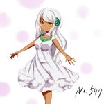  breasts dark_skin dress erufuun female gijinka horns long_hair lowres moemon personification pokemon pokemon_(game) pokemon_black_and_white pokemon_bw simple_background solo whimsicott white_background white_hair yellow_eyes 