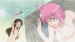  blush breasts cap lala_satalin_deviluke nipples nude pink_hair playing shower tagme toloveru wink yuuki_mikan 