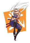  absurdres breasts cleavage dfo dungeon_and_fighter dungeon_fighter_online highres long_hair rogue scarf sword theif thief_(dungeon_and_fighter) weapon white_hair 