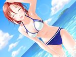  1girl amanatsu ayase_mao beach bikini game_cg ginta outdoors red_hair sky solo swimsuit water wet 