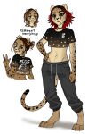  2022 anthro cheetah choker clothed clothing digital_drawing_(artwork) digital_media_(artwork) digital_painting_(artwork) domestic felid feline female fully_clothed fur green_eyes gummyfishowo hair hi_res jewelry mammal model_sheet necklace original_characters red_hair short_hair solo spots spotted_body spotted_fur tattoo 