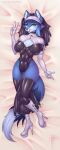 absurd_res alternative_fashion anthro big_breasts breasts canid canine clothing cosplay dress female fox gesture gloves goth hand_gesture handwear hermitpioneer hi_res latex latex_clothing latex_gloves latex_handwear latex_legwear latex_stockings legwear looking_at_viewer mammal nun nun_outfit solo stockings tongue tongue_out v_sign white_latex