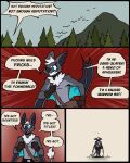 60percentscalie angry anthro bat blue_eyes comic digital_media_(artwork) english_text forest forest_background hi_res humanoid looking_down male mammal nature nature_background plant solo text tree vauruk