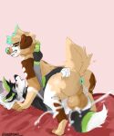 absurd_res anthro anus balls bed bedroom big_balls blue_nose blue_tail_hole blush bodily_fluids border_collie butt canid canine canis cheek_tuft claws cliff_(onlybarks) collie cum cum_everywhere cum_in_ass cum_inside cumshot curling_toes domestic_dog duo ejaculation eyes eyes_closed facial_tuft feet femboy fluffy fluffy_hair fluffy_tail fox furniture genital_fluids genitals hair herding_dog hi_res male male/male mammal messy moan narrowed_eyes neck_tuft nude oliver_(vulpinebehvior) pastoral_dog pawpads paws sheepdog shibatoast skinny slim smile smirk squint tail toe_claws toes tuft