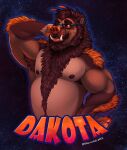  2022 anthro arm_tuft belly biceps big_belly brown_body brown_fur brown_hair brown_nose brown_sclera chest_tuft dated eyewear front_view fur glasses hair half-length_portrait hand_behind_head hi_res looking_at_viewer male multicolored_body multicolored_fur musclegut muscular muscular_anthro muscular_male nude open_mouth orange_eyes orange_nose orange_tongue overweight overweight_anthro overweight_male portrait pose rayliicious short_hair shoulder_tuft signature simple_background solo tan_body tan_fur teeth tongue tuft 