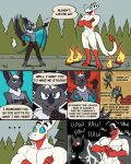 60percentscalie abs anthro bat demon dovak duo english_text fire fur grey_body grey_fur grey_wings hair hi_res humanoid laugh male mammal standing summoning summoning_circle text vauruk white_hair wings