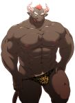  abs animal_print anthro bovid bovine cattle clothing duo gyumao hi_res horn horned_humanoid humanoid leopard_print licking licking_lips lifewonders looking_seductive male mammal muscular muscular_arms muscular_legs muscular_male pecs pubes pulling_down_underwear samoji thong tokyo_afterschool_summoners tongue tongue_out underwear video_games 
