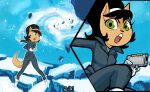 2025 anthro clothing dbaru domestic_cat felid feline felis female fur gloves green_eyes gun handgun handwear hi_res holding_gun holding_handgun holding_object holding_pistol holding_ranged_weapon holding_weapon jumpsuit kitty_katswell mammal nickelodeon pistol ranged_weapon solo t.u.f.f._puppy tan_body tan_fur weapon white_clothing white_gloves white_handwear