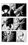  3boys amuro_ray char&#039;s_counterattack closed_mouth commentary earth_federation english_commentary expressionless from_side gakuran getter_robo greyscale gundam head_spikes highres looking_at_viewer male_focus mazinger_(series) mazinger_zero_(mecha) mecha mecha_focus monochrome multiple_boys nagare_ryoma nu_gundam portrait profile ringed_eyes robot scarf school_uniform science_fiction shin_getter-1 shin_getter_robo shin_mazinger_zero short_hair sideburns sideways_glance smile user_haay5824 v-fin v-shaped_eyebrows 