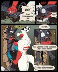 60percentscalie anthro asphyxiation bat blue_eyes bodily_fluids choking demon dovak duo english_text fur grey_body grey_fur hair hi_res humanoid male mammal multicolored_body onomatopoeia slamming sound_effects surprised_expression tears text vauruk white_hair