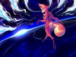 abstract_background absurd_res ambiguous_gender anthro black_nose blue_eyes butt canid canine casual_nudity cc-by-nc-sa creative_commons detailed detailed_fur digital_media_(artwork) digital_painting_(artwork) endoric feet fingers fox full-length_portrait fur hi_res inner_ear_fluff mammal multicolored_body multicolored_fur nude open_mouth orange_body orange_fur paint_tool_sai_(artwork) painting_(artwork) paws portrait rear_view shaded snout soft_shading solo space tan_body tan_fur textless toes tuft walking