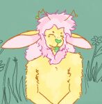 antennae_(anatomy) anthro arm_tuft armpit_hair armpit_tuft big_ears body_hair chest_tuft colored eyelashes eyes_closed fangs felid feline femboy fluffy froople_(totalstinker) fur fuzzy green_nose green_tongue hair head_tuft heart_nose heart_symbol hybrid long_hair male male/male mammal mane messy_hair narrowed_eyes nude nude_anthro nude_male pattern_background plant shoulder_tuft silly silly_face simple_background sketch slim snout solo squint teeth teeth_showing tongue tongue_out totalstinker tuft unknown_species upper_body wet_tongue yellow_body yellow_fur
