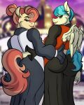 4:5 anthro anthrofied aunt_holiday_(mlp) auntie_lofty_(mlp) blue_hair breasts butt cosplay crossover crossover_cosplay duo earth_pony equid equine feathered_wings feathers female friendship_is_magic fur hair hasbro hi_res horse king_of_fighters mammal mature_(kof) mature_anthro mature_female my_little_pony mythological_creature mythological_equine mythology pegasus pink_hair pony rear_view sketchybug tail tan_body tan_fur vice_(kof) wings