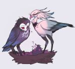  animalization bird colored_sclera extra_eyes family helluva_boss nest octavia_(helluva_boss) pink_sclera red_eyes stella_(helluva_boss) stolas_(helluva_boss) white_eyes wraith615 