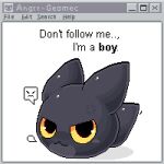 1:1 2025 ambiguous_gender black_body bodily_fluids breath cel_shading closed_frown cross-popping_vein digital_media_(artwork) domestic_cat emoticon english_text felid feline felis front_view frown full-length_portrait geomecs grey_body hi_res joy_(geomecs) looking_at_viewer male_(lore) mammal mouth_closed multicolored_body pixel_(artwork) portrait shaded shadow simple_background slime_(blob) solo speech_bubble stated_gender sweat sweatdrop tail text three-quarter_view two_tone_body white_background window_(computing) yellow_sclera