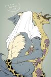 2:3 absurd_res ambiguous_penetration antelope beastars bovid canid canine canis duo felid gazelle hi_res hybrid legoshi_(beastars) leopard male male/male mammal melon_(beastars) naturally_censored pantherine penetration shirt_over_face slpwk7_(artist) tattoo text translation_request wolf