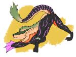 4:3 absurd_res anal anthro anus ark_survival_evolved ass_up blue_eyes bodily_fluids breasts butt challenge digital_media_(artwork) dragon erection female fur genital_fluids genitals hair hi_res horn jack-o&#039;_pose kustrin looking_at_viewer male mammal managarmr mythological_creature mythological_scalie mythology nude pinup pose pussy scalie simple_background smile solo superplus tail teeth wings yellow_body yellow_fur