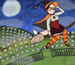 absurd_res anthro cemetery clothing dank-artistic-fox domestic_cat felid feline felis female flying hat headgear headwear hi_res magic magic_user mammal moon solo witch witch_hat