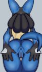  absurd_res anthro anus blue_body blue_fur butt female fur generation_4_pokemon genitals grey_background hand_on_butt hi_res lucario nintendo pokemon pokemon_(species) presenting presenting_hindquarters pussy rear_view simple_background skade_(artist) solo spikes spikes_(anatomy) spread_pussy spreading video_games wide_hips 