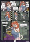 2025 5_fingers amphibian anthro anthro_on_anthro big_breasts black_body black_nose black_skin breasts butt canid canine canis clothed clothed_anthro clothed_female clothing comic dialogue domestic_cat domestic_dog elevator english_text eyewear felid feline felis female fingers fur glasses green_hair group hair hi_res humanoid_hands jasmine_hayes jumpsuit male male/female mammal megan_piper_(yawg) newt pillow poodle salamander shirt sigmund_fischer smile speech_bubble suspicious tail text the_iron_reef topwear trio wearing_glasses white_body white_fur wide_hips yawg