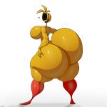  &lt;3 1:1 absurd_res anthro avian beakless big_breasts big_butt bird blush breasts butt chicken female five_nights_at_freddy&#039;s five_nights_at_freddy&#039;s_2 galliform gallus_(genus) hi_res huge_butt hyper looking_back non-mammal_breasts nude open_mouth phasianid rear_view schplingnops scottgames shaking_butt sharp_teeth side_boob simple_background smile solo standing teeth thick_thighs toy_chica_(fnaf) video_games yellow_body 