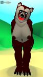3d_(artwork) anthro bear big_breasts breasts breedbowl brown_body brown_fur curvy_figure digital_media_(artwork) female fur hi_res looking_at_viewer low_poly mammal nude public public_nudity retro solo thick_thighs