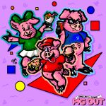 beverage blue_eyes bottomless bottomwear bow_ribbon bryan_ness_3 buster_(pig_out) clothed clothing dessert domestic_pig eyewear female food hat headgear headwear hi_res ice_cream ice_cream_sundae male mammal navel one_eye_closed oscar_(pig_out) outie_navel pig_out:_dine_like_a_swine! pizza shirt skirt slightly_chubby soda starr_(pig_out) suid suine sunglasses sus_(pig) topwear wink