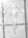  1girl 4oji344 absurdres afloat blood blood_stain closed_eyes completely_nude heterochromia highres long_hair nude pool the_hundred_line_-last_defense_academy- v&#039;ehxness white_hair 
