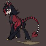 animal_genitalia animal_vulva anus black_body black_hair black_sclera bodily_fluids equid equine equine_anus equine_genitalia equine_vulva female female_feral feral genital_fluids genitals grey_body hair hasbro horse looking_at_viewer male_(lore) mammal markings multicolored_hair my_little_pony narrowed_eyes peeing pony pupils rayliicious red_body red_eyes red_hair solo spade_tail striped_markings striped_tail stripes tail tail_markings two_tone_hair urine urine_pool urine_stream white_pupils