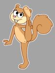 2025 anthro butt featureless_chest feet female flat_chested gaturo genitals grey_background hi_res looking_at_viewer mammal nickelodeon on_one_leg rodent sandy_cheeks sciurid simple_background smile soles solo spongebob_squarepants spread_legs spreading standing tail toes tree_squirrel vulva