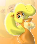  5:6 activision anthro bandicoot big_breasts big_butt blonde_hair breasts butt coco_bandicoot crash_bandicoot_(series) female fur hair hand_on_head hi_res huge_butt mammal marsupial mrschllyay nipples nude orange_body orange_fur orange_nipples smile smiling_at_viewer solo video_games wide_hips 