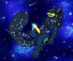 2024 6:5 animal_genitalia animal_penis anthro balls big_penis black_body black_fur black_inner_ear_fluff blue_precum blush bodily_fluids caelum_(tinea) canine_genitalia canine_penis constellation_markings cosmic_background digital_drawing_(artwork) digital_media_(artwork) digitigrade erection flat_colors full-length_portrait fur genital_fluids genitals head_tuft hi_res inner_ear_fluff looking_pleasured machine male masturbation medibang_paint_(artwork) midnightpurrs navel paws penile penile_masturbation penis portrait precum protogen protogen_armor protogen_visor shooting_star solo star tail tuft yellow_blush yellow_eyes yellow_penis