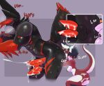 2_penises anal animal_genitalia animal_penis anthro areola artlegionary biped black_body breasts duo erection female genitals hemipenes hi_res humanoid kobold male male/female multi_genitalia multi_penis multicolored_body multicolored_tail nipples oral penis red_body red_tail rimming scalie sex side_view sound_effects tail text white_body white_tail