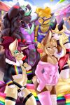 2:3 absurd_res adyakar_(character) andromorph anthro balls bird_dog bovid breasts canid canine canis caprine clothed clothing crazyking1174_(character) digital_media_(artwork) domestic_dog eeveelution fan_character female fur generation_2_pokemon genitals glacialpain goat golden_retriever group group_photo gynomorph hi_res hunting_dog intersex lagomorph leporid lgbt_pride male mammal naughtyambi_(character) ninjakiller2911_(character) nintendo nipples penis pokemon pokemon_(species) pride_colors rabbit rainbow_pride_colors retriever smile tail umbreon