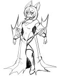2025 anaugi anthro bat black_and_white breasts choker cleavage clothed clothing dress eyebrow_piercing eyeliner facial_piercing fangs female footwear hair high_heels jewelry leotard looking_at_viewer makeup mammal mascara monochrome necklace piercing shoes short_hair simple_background solo standing teeth trans_(lore) trans_woman_(lore) vampire white_background